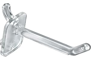 Azar Displays 800002-C Pack of 50 Clear Pegboard Hooks (Also Available in Black & White) - 2” Pegboard Hook Set (4” & 6” Pegboard J Hooks Also Available) - Polycarbonate Plastic Hooks for Retail