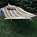 Sunnydaze Rope Hammock with 12-Foot Stand and Hammock Pad - 275-Pound Capacity - Desert Stripe