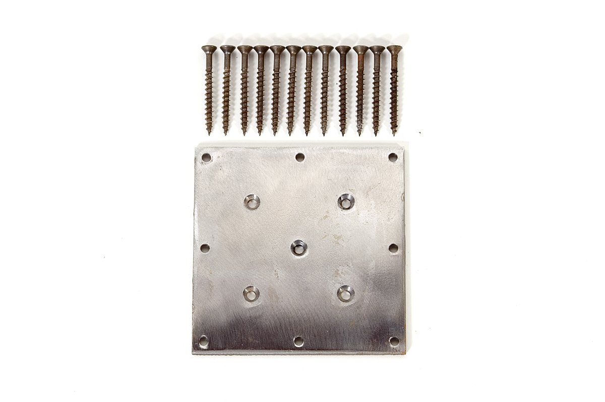 Newel Post Fastener, Plate and Screws, fits 3" to 3 1/2" post