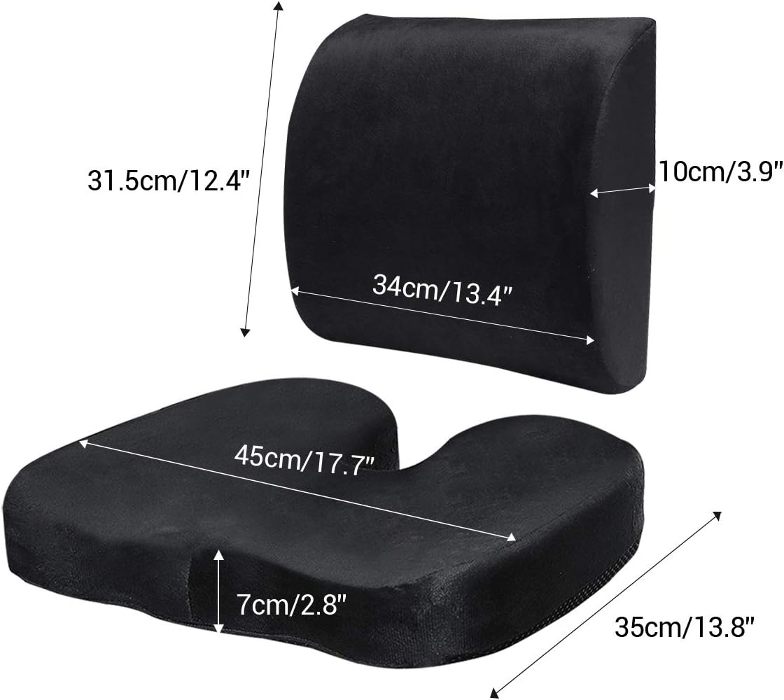 Essort Seat Cushion Ushaped Memory Foam Back Lumbar Support Provides