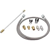 Allstar Performance Hydraulic Hose, Clutch Hose, 36 in Long, 4 AN, 4 AN Straight Female to 3/16 in 90 Degree Inverted Flare Male, Fittings, Braided Stainless, PTFE, Kit