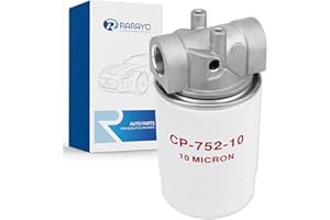 RARAYC Spin-On Hydraulic Oil Filter Assembly, with Indicator Ports for Petroleum-Based Fluids 10 Micron, 20 GPM, 200 PSI 3/4" NPTF Ports Return Line Filtration