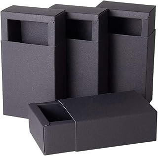 BENECREAT 20 Pack Kraftpapier Schublade Box Festival Geschenkverpackung Kasten Seife Schmuck Candy Jaten Gastgeschenke Geschenk Verpackung Boxen - schwarz (11,2 x 8,2 x 4,2 cm)