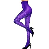 FANCAME Womens Sparkly Opaque Tights with Rhinestone 80 Den Pantyhose High Waist