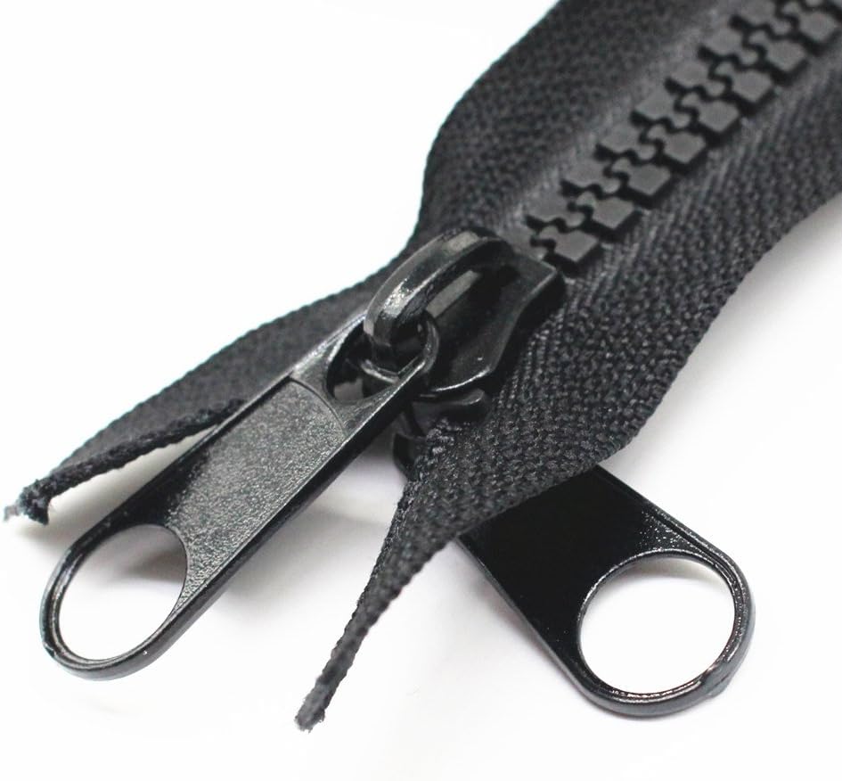 YaHoGa #10 96 Inch Separating Large Plastic Zippers Black Tape with Double Pull Tab Slider Heavy Duty Zippers for Sewing Sleeping Bag - Image 3