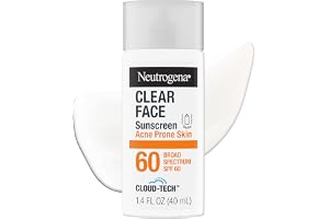 Neutrogena Clear Face Sunscreen Acne-Prone Skin SPF 60 with BEMT, 1.4 Fl Oz | Lightweight, Next-Gen Face Sunscreen powered by