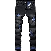 Baylvn Men's Ripped Distressed Destroyed Straight Slim Fit Jeans Skinny Casual Fashion Denim Pants