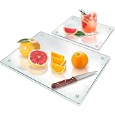Seelenruhe Tempered Glass Cutting Boards for Kitchen Counter, Clear Cutting Boards for Countertop, Non-Slip, Heat-Resistant, Easy to Clean, Kitchen Decoration, 16x12 &amp; 12x8 2PCS