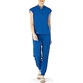 Bovchies Scrubs for Women Set - Sleeveless Stand Collar Scrub Top & Drawstring Jogger Pants, Scrub Set for Nurse Workwear