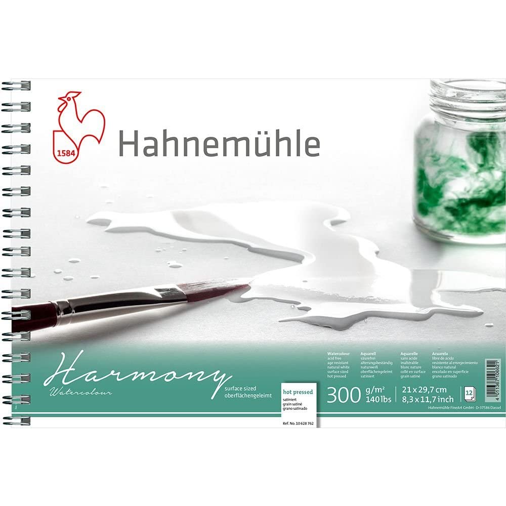 Hahnemuhle Harmony Watercolour Spiral Pad Hot Pressed A4