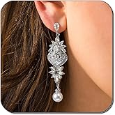 YONARROS Elegant Silver Chandelier Earrings for Women Sparkly Cubic Zirconia Wedding Earrings for Brides Formal Lightweight