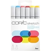 Copic Sketch, Alcohol Markers, 6 Colors Dual Brush Tip Art Marker for Adults, Blendable Sketch Markers for Coloring Drawing &amp; Illustration Art - Perfect Primaries