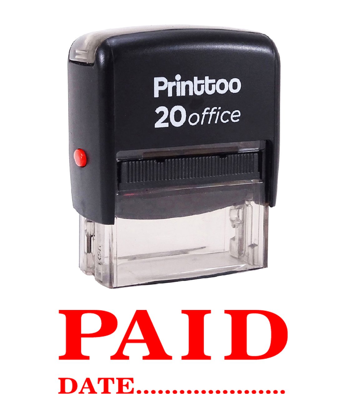 Printtoo Rubber Stamp Office Stationary Paid with Date Self Inking Custom Stamp-Red