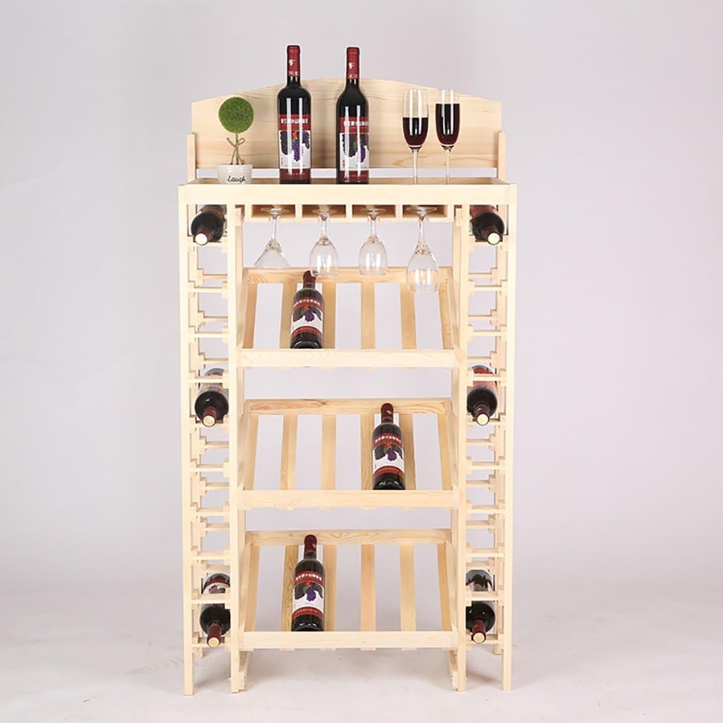 Solid wood wine rack Stand wine rack Multi-layer creative wine display rack Vertical solid wood wine rack Large capacity can hang red wine decoration rack (Size: 130*73*35cm) ( Color : B )