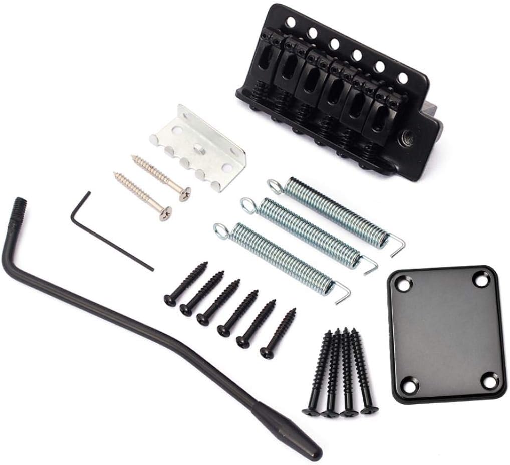 difcuyg5Ozw Electric Guitar Replacement Tremolo Bridge System with Neck Plate for Stratocaster Strat ST Easy Install- Black