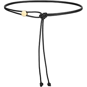 VONMELLI Thin Rope Belts for Women Skinny Tie Leather Waist Belt for Dress