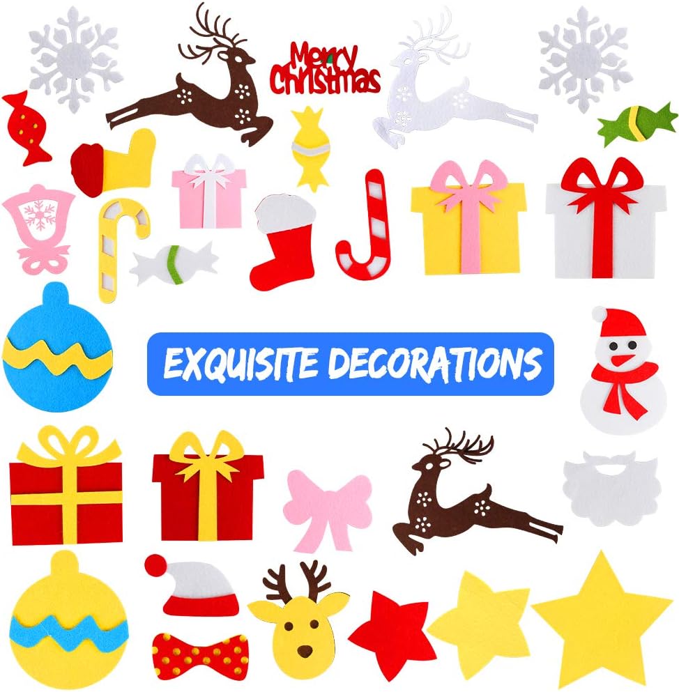 Aipaide Felt DIY Trees,3ft DIY Felt Decorations Tree with 31PCS Detachable Ornaments for Kids Toddlers Xmas Gifts Door Wall Hanging Decorations - Image 4