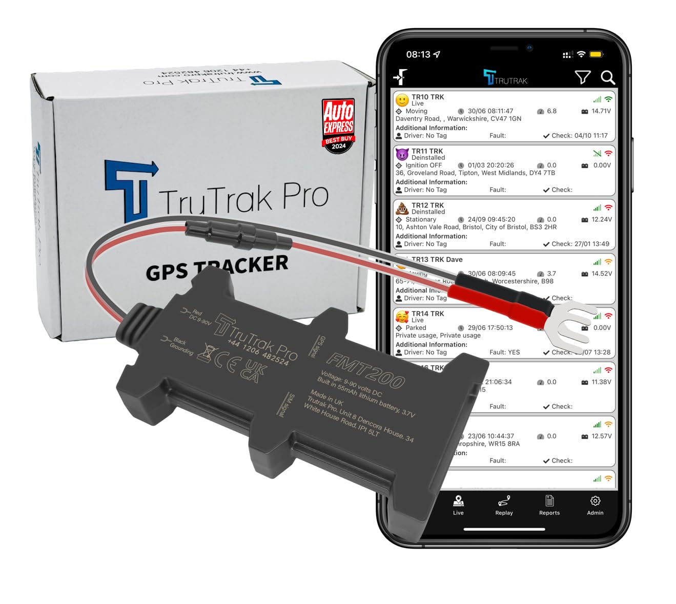TruTrak Pro 4G - FMT200 4G GPS Tracker - Real Time Vehicle Tracker - 12 Months Bundle, Van, Caravan, Motorhome, Tractor, Bus & Car Tracker - Pay As You Go, 12-24V Self Install Inc SIM & Data