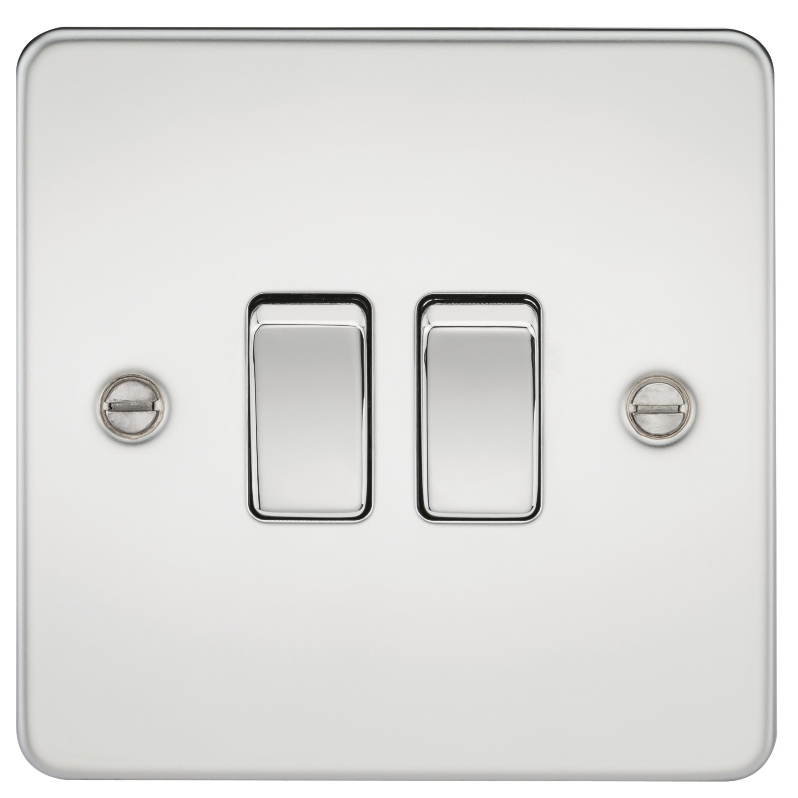 Knightsbridge FP3000PC FPAV3000PC Flat Plate 10A 2G 2 Way Switch-Polished Chrome