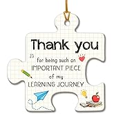 Teacher Christmas Ornament 2025 - Thank You Gifts for Teachers, Coaches, Mentors, Appreciation Teacher Puzzle Piece Ceramic Ornaments for Graduation, Preschool, Retirement for Teacher