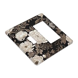 Outlet Covers Black Gold Flowers Leaves Botanical