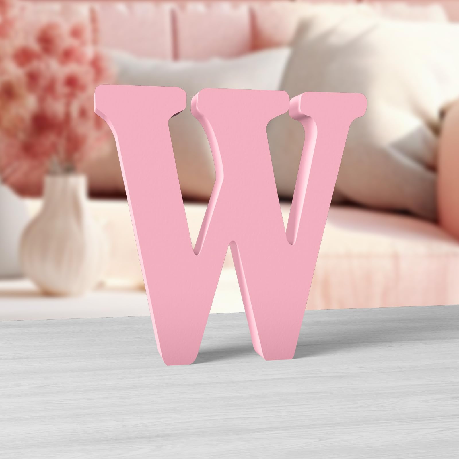Aruatu 6 Inch Pink Wood Letters - Unfinished Wood Letters for Wall Decor & Craft Projects