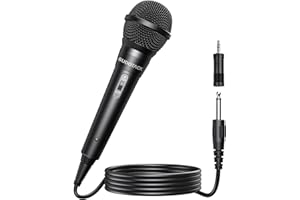 SUDOTACK Karaoke Microphone Wired Handheld: Dynamic Vocal Mic for PA System Speakers AMP with 9.84ft Cable and ON/Off Switch 1/4” Plug for Public Speaking