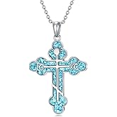 SIMONLY Eastern Orthodox Cross Necklace 925 Sterling Silver Russian Orthodox Pendant Necklace Religious Christian Jewelry
