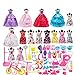 113Pcs Barbie Doll Clothes Set, 15 Pack Barbie Clothes Party Grown Outfits Dresses and 98pcs Different Doll Accessories Shoes bags Glasses Necklace Tableware for Little Girl Birthday