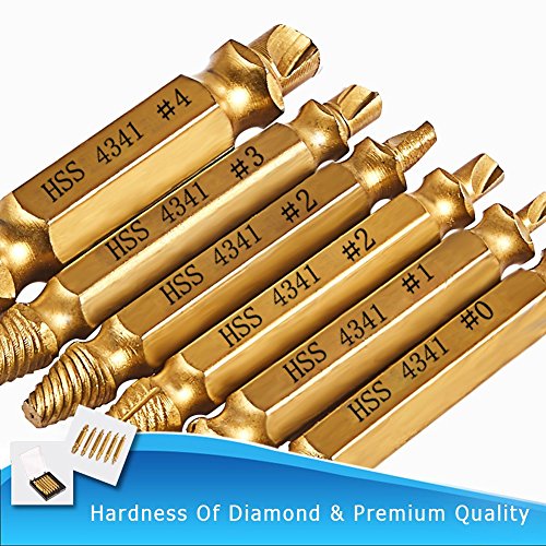 Nrpfell 6 pcs Screw Remover, Damaged Screwdriver Set, Broken Bolt Screw Remover, Screw Deburrer