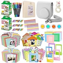 Xpix 135Pc. Fujifilm Instax Mini 8/8+ (White) Accessory Kit &ndash; includes 40 Instax Film, Case, Album, selfie mirror, 4 colored close up filters, 40 film frames, 12 color markers & Complete Bundle