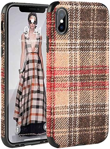 iPhone X Case,iPhone x Case For Girls, Custype TPU Soft Slim Ultra-thin Durable Protective Stylish Flannelette Fabric Case for Apple iPhone 10/iPhone X (5.8 inch) (Black Red Plaid)