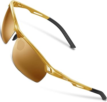 Amazon Cosver 偏光サングラス 偏光グラス メンズ 超軽量メタル Uv400 紫外線カット 運転 野球 自転車 釣り ランニング 男女兼用 ゴールド オレンジ Cosver スポーツサングラス