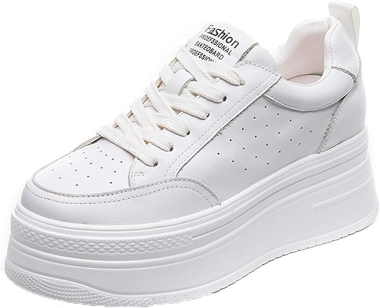 Amazon.com | Women White Thick Platform Shoes Wearable Causal Outdoor Spring Autumn Retro Chunky 