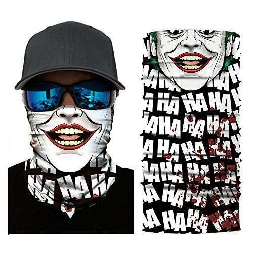 Koolsants Half Face Mask Sun Dust Wind Protection Durable Tube Mask Bandana Skull Skeleton Face Mask for Men Women Bike Riding Motorcycle Fishing Hunting Cycling Outdoor Festival Skull Clown