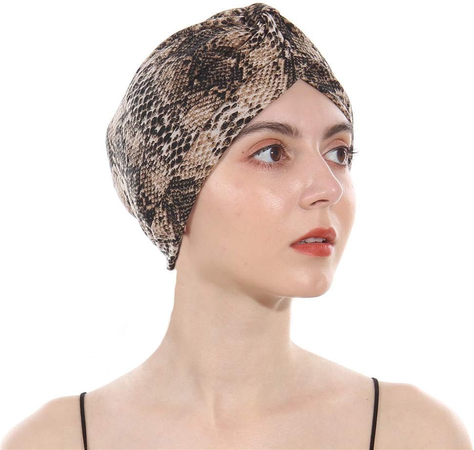 Women’s Cotton Turban Elastic Beanie Printing Sleep Bonnet Chemo Cap Hair Loss Hat