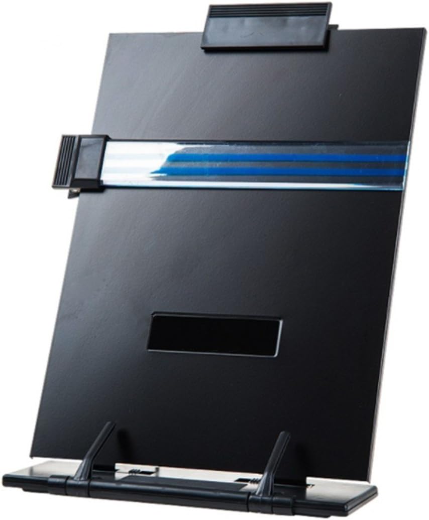Black Desktop Copyholder Stand with Line Guide and Removable Clip for Adjustable View - Metal