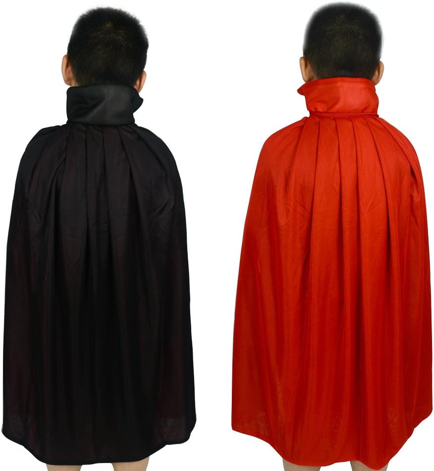 Custome Black Red Reversible Dress Goth Devil Pirate Vampire Demon 35" Cloak: Toys & Games