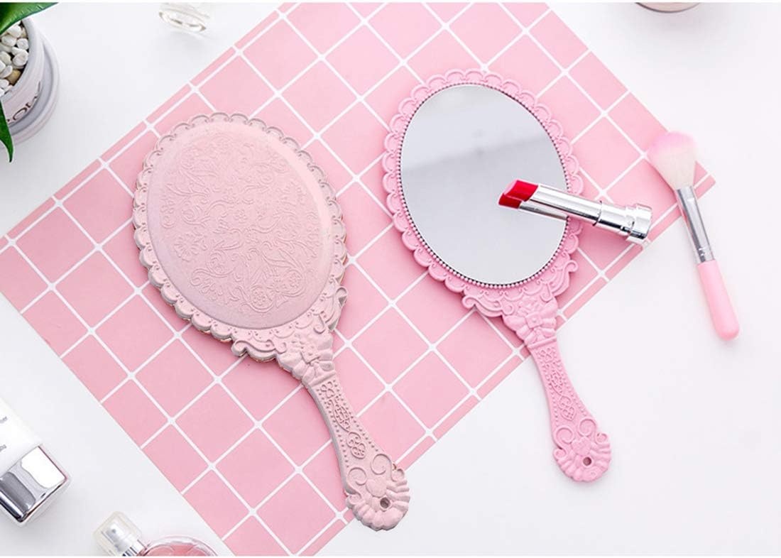 Weahre Hand Mirror Makeup Mirrors Handheld Decorative Personal Vintage Cosmetic Travel Mirrors (Beige): Furniture & Decor