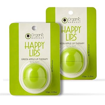 Organic Harvest Green Apple Lip Balm For dry & Chapped Lips, Sulphate Free - 10gm (Pack of 2)