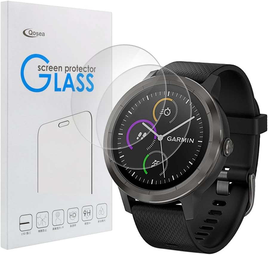 Siuber Screen Protector for Garmin Vivoactive 3(2-Pack) Full Coverage Tempered Glass Screen Protector Anti-Scratch High Touch Sensitivity Bubble-Free Anti-Fingerprint