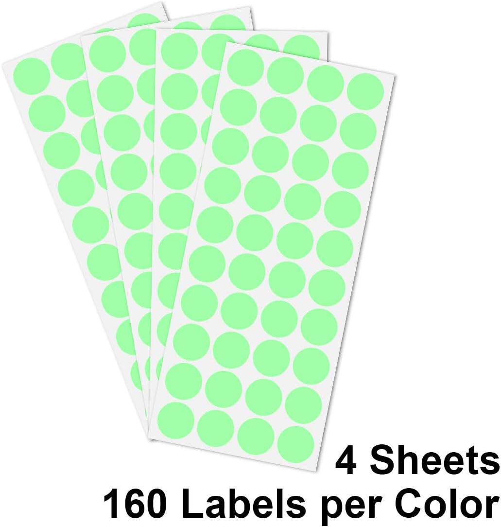 Pack of 2400 3/4" Round Color Coding Circle Dot Sticker Labels - 15 Assorted Colors, Bonus Zipper File Bag Included for Easy Storage : Office Products