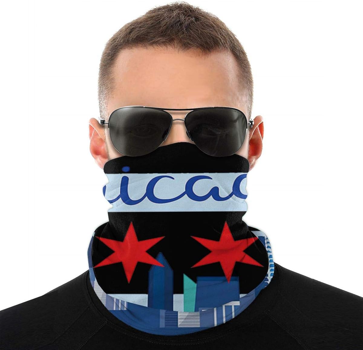 MADISON GRIFFITHS Bandana Face Mask Chicago-City-Flag Dustproof Windproof Variety Head Scarf Balaclava For Women Men