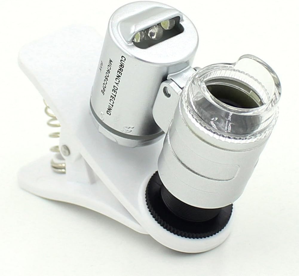 HNYM Universal Mini Mobile Phone Clip-On 60X Microscope with Zoom, UV LED and Micro Lens for Smartphones iPhone, Samsung, HTC - Image 3