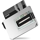 iwantit Pop Up Wallet for Men, Slim Minimalist Credit Card Holder with Money Clip - Man Metal Aluminum Wallet RFID Blocking, Smart Tactical Wallet for Men, Gift for Men (Silver)