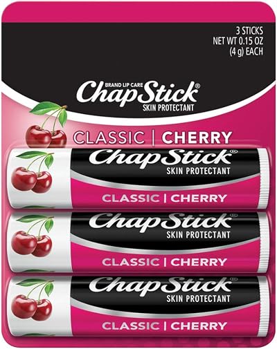 Chapstick Classic Lip Balm Cherry Flavor 3 Pack Hydrating Moisturizing