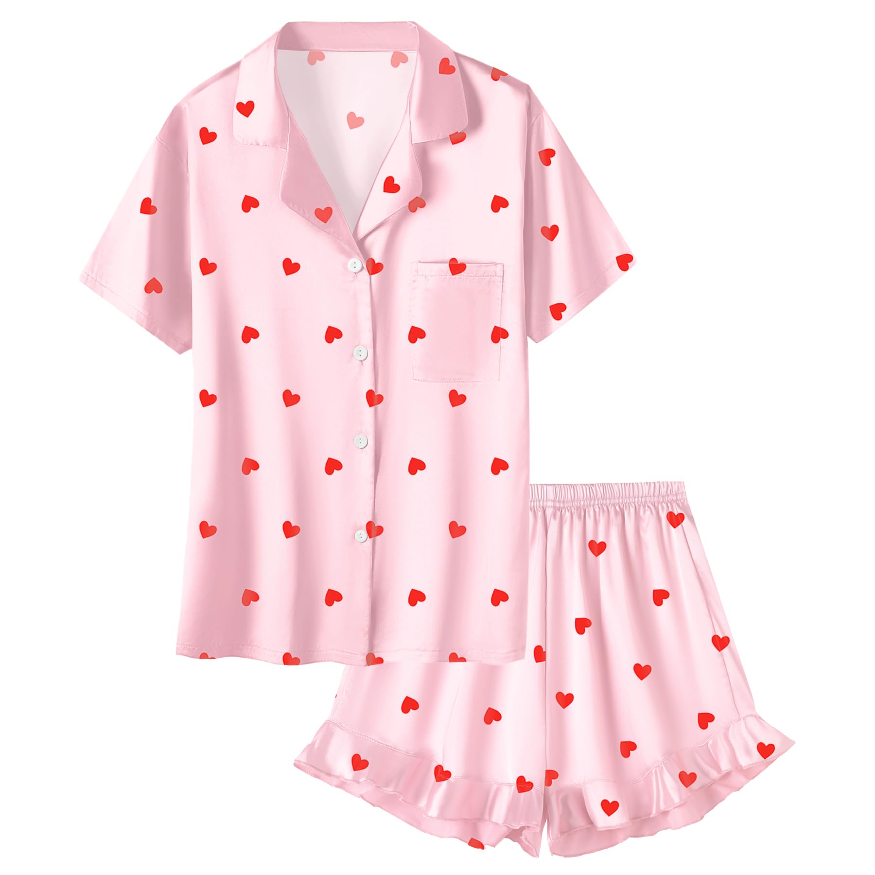 Umeyda Girls Satin Silky Collar V Neck Ruffle Short