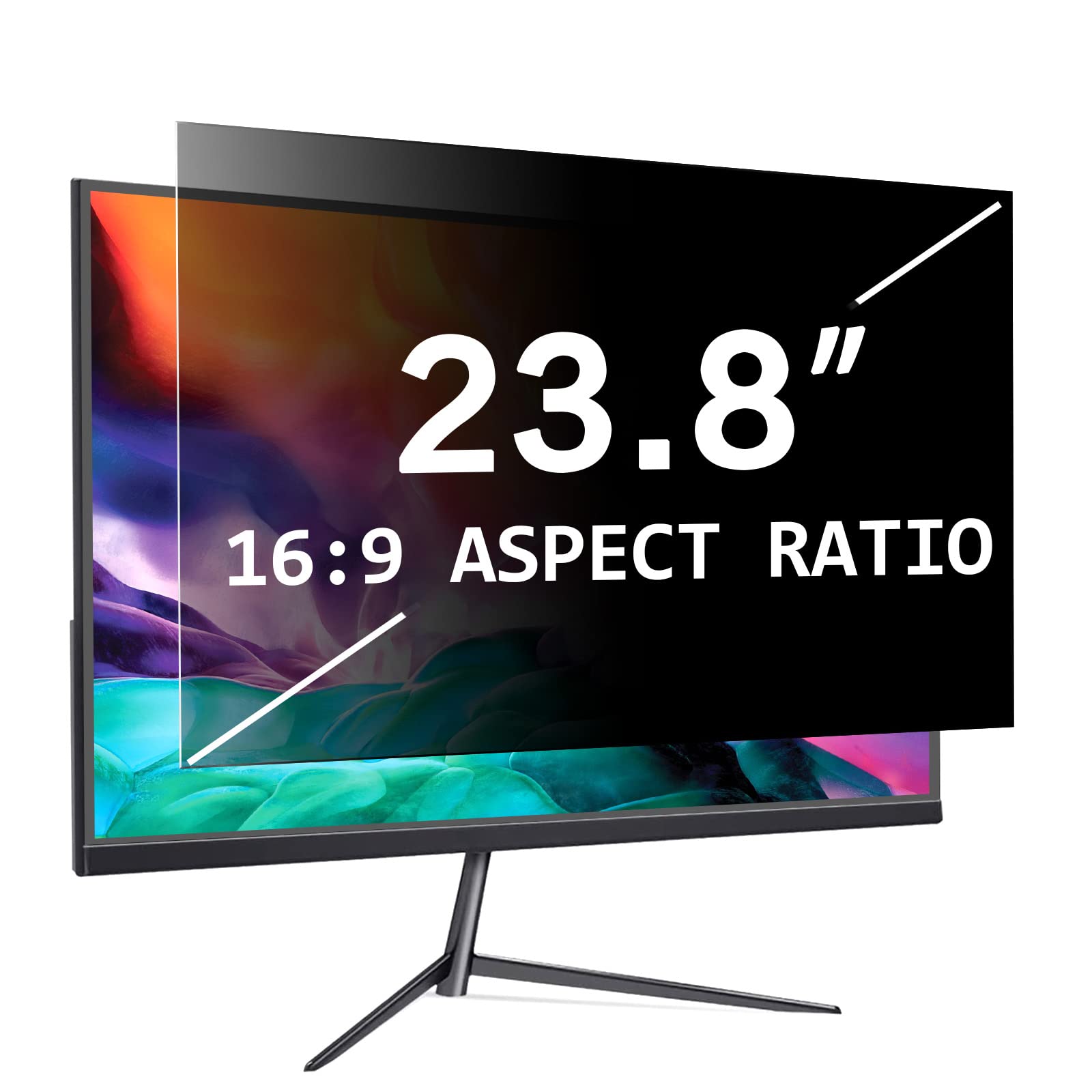 PYS 23.8 Inch 16:9 Aspect ratio Privacy Screen for Computer Monitor Removable Anti Blue Light Anti Glare Privacy Filter Easy on/off for Screen Protection