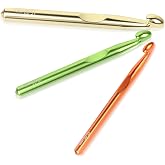 Katech Large Aluminum Crochet Hook Set- 3PCS(10, 12, 15mm) for Chunky Yarn | Ergonomic Crochet Hooks for Arthritic Hands, Big Size Metal Crochet Neeedles-Smooth, Ideal for Super Bulky and Jumbo Yarns