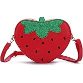 LUI SUI Strawberry Shape Purse Cute Strawberry Shoulder Handbag Fruit Shaped Purse Bag